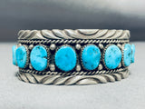 Ben Touchine Rare Vintage Native American Navajo Morenci Turquoise Sterling Silver Bracelet-Nativo Arts