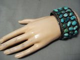 One Of The Best Vintage Native American Navajo Turquoise Wide Sterling Silver Bracelet Old-Nativo Arts