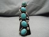Tremendous Vintage Navajo Deepset Turquoise Sterling Silver Native American Ring-Nativo Arts