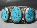 Impressive Vintage Native American Navajo Sleeping Beauty Turquoise Sterling Silver Bracelet Old-Nativo Arts
