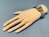 Important Vintage Signed Native American Navajo Abalone Spiny Sterling Silver Bracelet-Nativo Arts