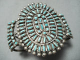 Early Huge Vintage Zuni Native American Navajo Turquoise Sterling Silver Cluster Bracelet-Nativo Arts