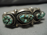 Superlative Vintage Native American Navajo Seafoam Green Turquoise Sterling Silver Bracelet-Nativo Arts