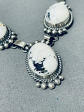 Fabulous Native American Navajo White Buffalo Turquoise Sterling Silver Necklace & Earrings Set-Nativo Arts