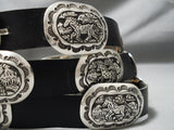 Amazing Vintage Native American Zuni Native Stamp Work Genius Sterling Silver Concho Belt-Nativo Arts