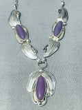 Important Vintage Native American Navajo Charoite Sterling Silver Necklace-Nativo Arts