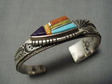 Important Inlayer Vintage Native American Navajo David Tune Turquoise Sterling Silver Bracelet-Nativo Arts