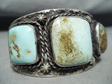 One Of Best Vintage Native American Navajo Squared Royston Turquoise Sterling Silver Bracelet-Nativo Arts