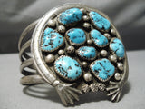 Important Vintage Native American Navajo Open Arms Sterling Silver Turquoise Bracelet Old-Nativo Arts