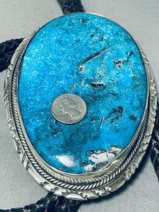 500 Grams One Of Biggest Ever Vintage Native American Navajo Turquoise Sterling Silver Bolo Tie-Nativo Arts