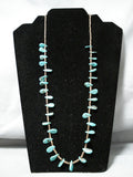 Native American Tears Of Joy Vintage Santo Domingo Turquoise Sterling Silver Necklace-Nativo Arts