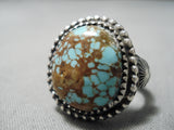 Important Vintage Native American Navajo Jeanette Dale #8 Turquoise Sterling Silver Ring-Nativo Arts