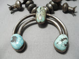 Early 1920's/30's Vintage Native American Navajo Coin Silver Turquoise Squash Blossom Necklace-Nativo Arts