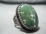 Important Vintage Native American Navajo Verdy Jake Turquoise Sterling Silver Ring-Nativo Arts