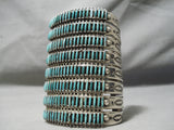 Biggest Best Vintage Native American Zuni Needlepoint Turquoise Sterling Silver Bracelet-Nativo Arts