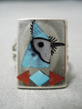 Striking Blue Jay Turquoise Zuni Native American Sterling Silver Ring-Nativo Arts