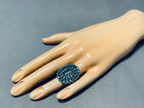 One Of The Best Vintage Native American Zuni Turquoise Cluster Sterling Silver Ring Old-Nativo Arts