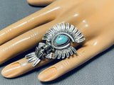 Nelson Morton Unique Native American Navajo Turquoise Sterling Silver Kachina Ring-Nativo Arts