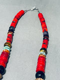 Authentic Singer Coral Native American Navajo Sterling Silver Turquoise Necklace-Nativo Arts