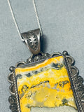 Fascinating Native American Navajo Honeybee Jasper Sterling Silver Necklace Signed-Nativo Arts
