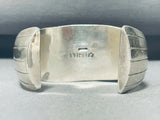3d Cuff Vintage Native American Navajo Green Turquoise Sterling Silver Bracelet Signed-Nativo Arts