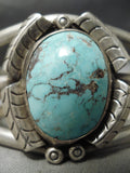 Superior Vintage Native American Navajo Domed Light Blue Turquoise Sterling Silver Bracelet Old-Nativo Arts