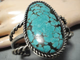 Heavy Coiled Sterling Silver Vintage Native American Navajo Spiderweb Turquoise Bracelet-Nativo Arts