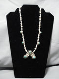 Quality Vintage Native American Navajo Cerrillos Turquoise Sterling Silver Necklace Old-Nativo Arts