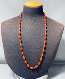 Native American Stunning Santo Domingo Coral Heishi Sterling Silver Necklace-Nativo Arts