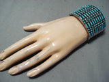 One Of The Most Intricate Native American Zuni Turquoise Sterling Silver Bracelet-Nativo Arts