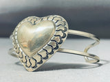 Advanced Detail Vintage Native American Navajo Heart Sterling Silver Bracelet-Nativo Arts