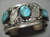 Colossal Vintage Native American Navajo Old Persin Turquoise Sterling Silver Bracelet Old-Nativo Arts
