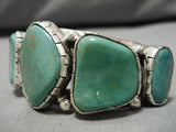 Superior Vintage Native American Navajo Bill Slim Royston Turquoise Sterling Silver Bracelet-Nativo Arts