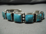 Incredible Vintage Native American Navajo Domed Morenci Turquoise Sterling Silver Bracelet Old-Nativo Arts