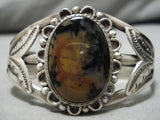 Museum Quality Vintage Native American Navajo Petrified Wood Sterling Silver Bracelet-Nativo Arts