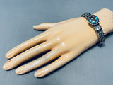 Kirby Nez Top Turquoise Mine Native American Navajo Sterling Silver Bracelet-Nativo Arts