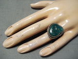 Spectacular Vintage Native American Navajo Blue Green Turquoise Sterling Silver Ring Old-Nativo Arts