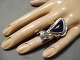 Important Hand Carved Native American Navajo Sugulite Sterling Silver Kachina Ring-Nativo Arts
