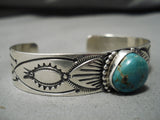 Stunning Vintage Native American Navajo Green Old Kingman Turquoise Sterling Silver Bracelet-Nativo Arts