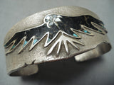Unforgettable Eagle Native American Navajo Inlay Sterling Silver Bracelet-Nativo Arts