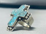 Gene Gruber Cross Turquoise Native American Navajo Sterling Silver Ring-Nativo Arts