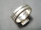 Native American Stunning Vintage Huge Inlay Turquoise Sterling Silver Channel Ring-Nativo Arts