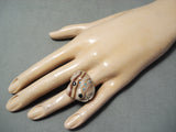 Whimsical Navajo Shell Sterling Silver Frog Ring Native American-Nativo Arts