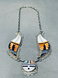 One Of The Most Detailed Ever Vintage Native American Zuni Turquoise Sterling Silver Necklace-Nativo Arts