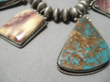 Incredible Vintage Native American Navajo Royston Turquoise Sterling Silver Shell Necklace-Nativo Arts