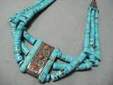 One Of The Best Vintage Native American Navajo Turquoise Heishi Sterling Silver Necklace Old-Nativo Arts