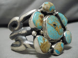 One Of Biggest Vintage Native American Navajo #8 Turquoise Sterling Silver Chunk Bracelet-Nativo Arts