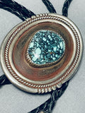 Native American Important Joseph H Quintana Vintage Cochiti Turquoise Sterling Silver Bolo Tie-Nativo Arts