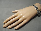 Marvelous Vintage Native American Navajo Hand Tooled Rare Sterling Silver Link Bracelet-Nativo Arts