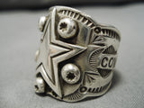 Huge Detailed Heavy Men's Vintage Native American Navajo Dallas Cowboys Sterling Silver Ring-Nativo Arts